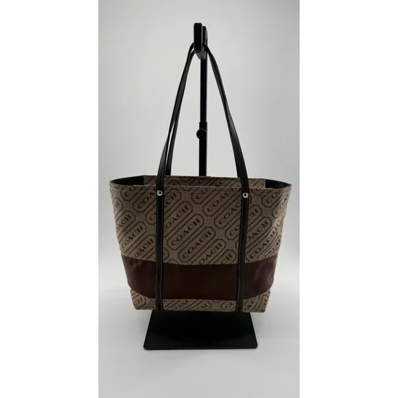 Vintage Coach Lozenge Tote Bag Beige Brown - Picture 3 of 9
